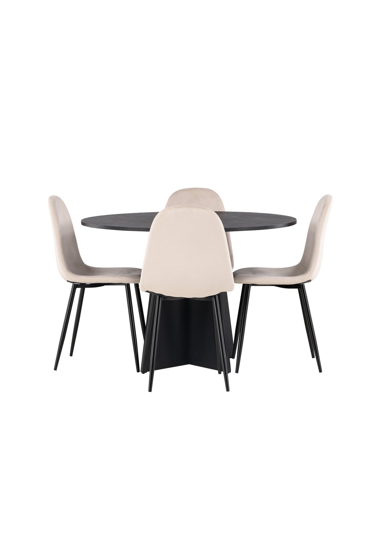 Bootcut Matbord med Polar Stolarna – Bord: ⌀110 Stol: 53,3x88x42,5