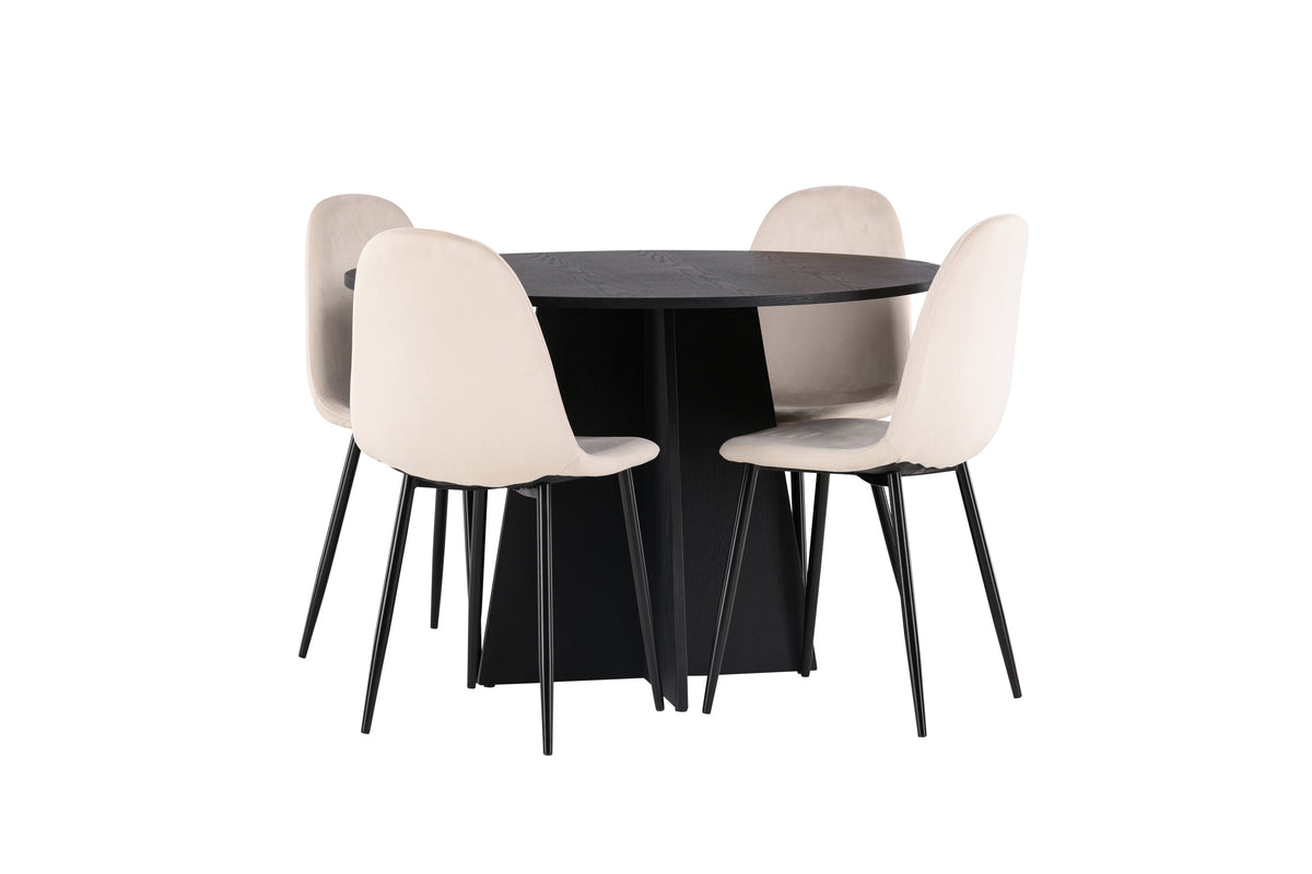 Bootcut Matbord med Polar Stolarna – Bord: ⌀110 Stol: 53,3x88x42,5