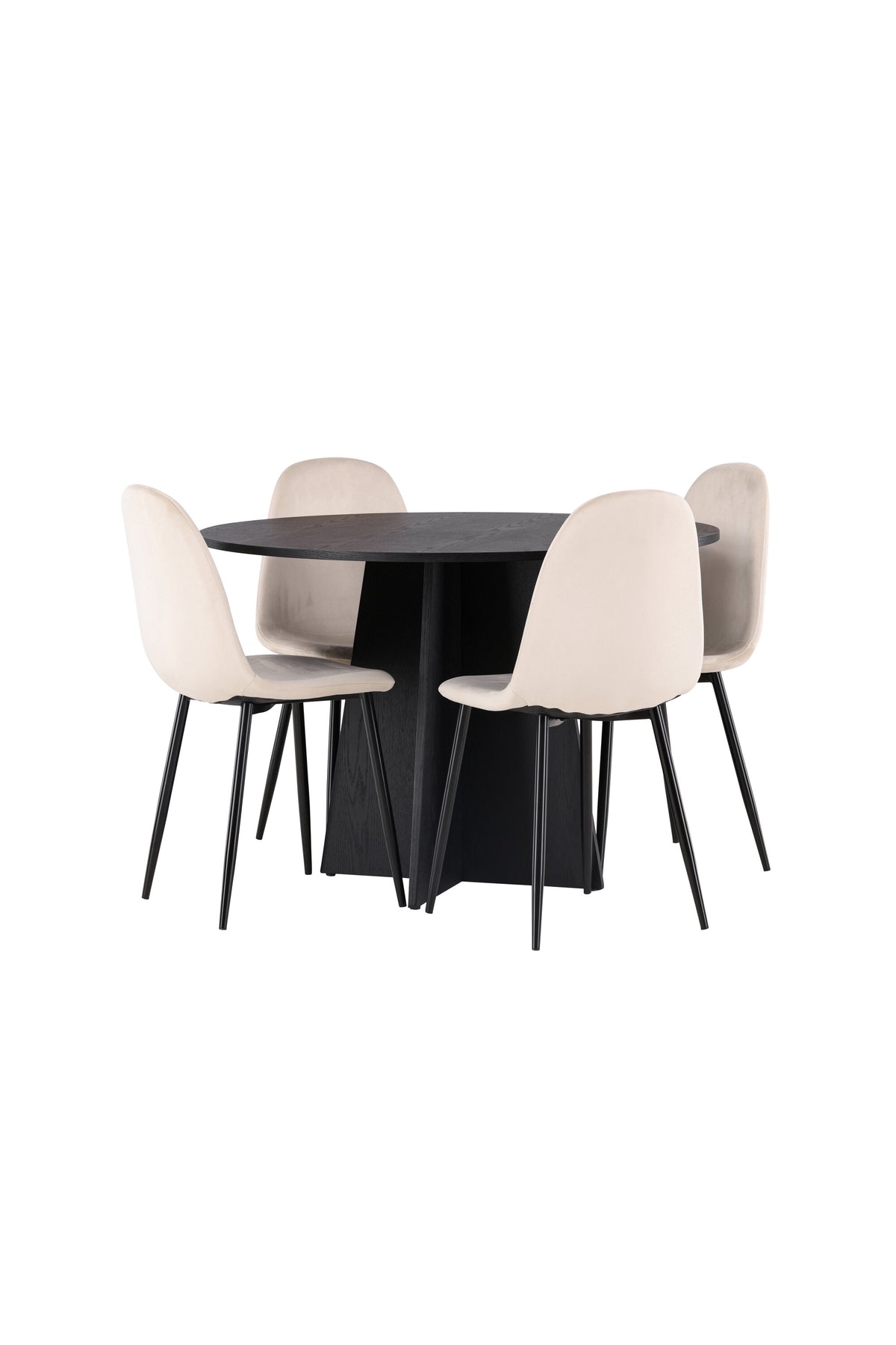 Bootcut Matbord med Polar Stolarna – Bord: ⌀110 Stol: 53,3x88x42,5