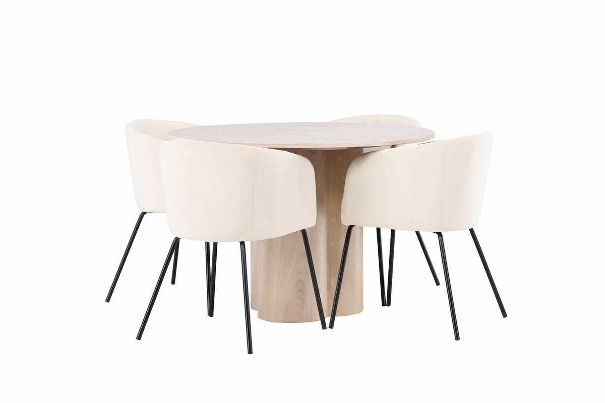 Olivia Matbord med Berit Stolarna – Bord: ⌀110 Stol: 55x78x55