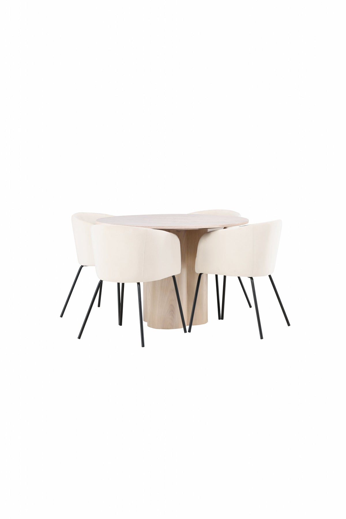 Olivia Matbord med Berit Stolarna – Bord: ⌀110 Stol: 55x78x55