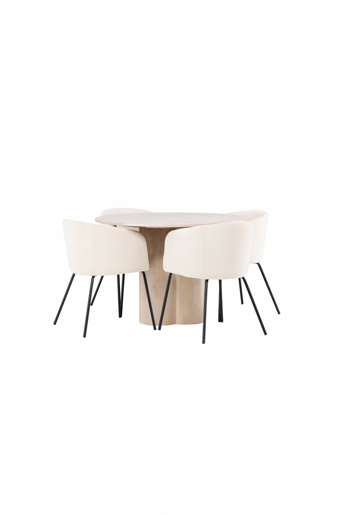 Olivia Matbord med Berit Stolarna – Bord: ⌀110 Stol: 55x78x55