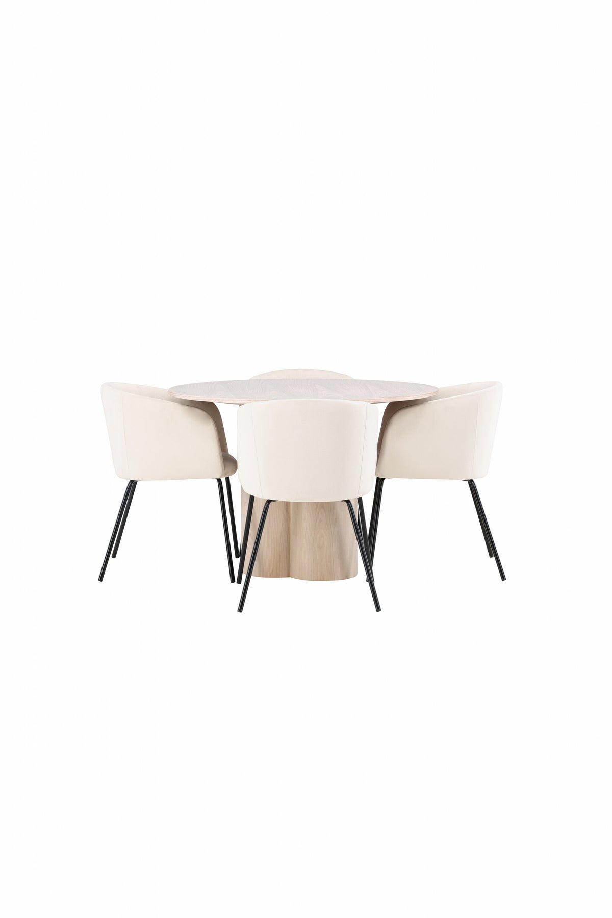 Olivia Matbord med Berit Stolarna – Bord: ⌀110 Stol: 55x78x55