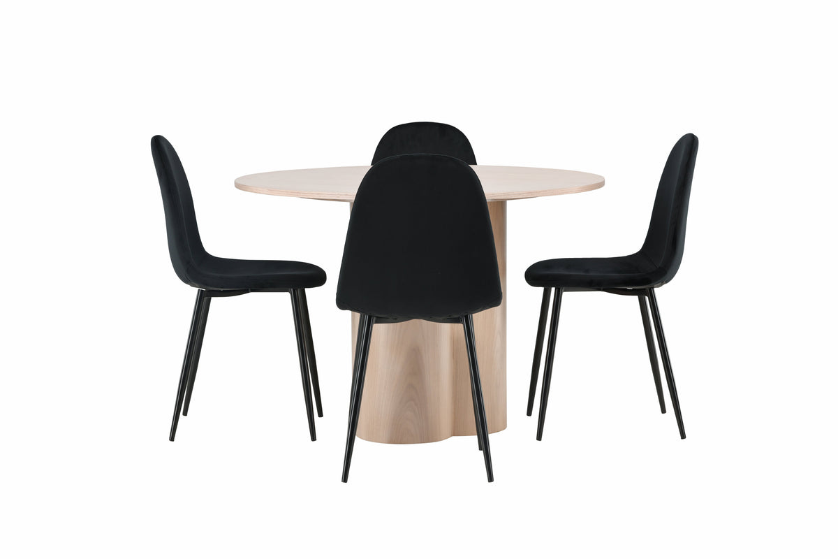 Olivia Matbord med Polar Stolarna – Bord: ⌀110 Stol: 53,3x88x42,5