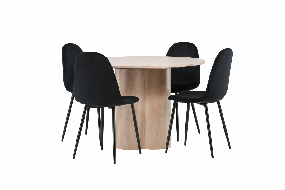 Olivia Matbord med Polar Stolarna – Bord: ⌀110 Stol: 53,3x88x42,5