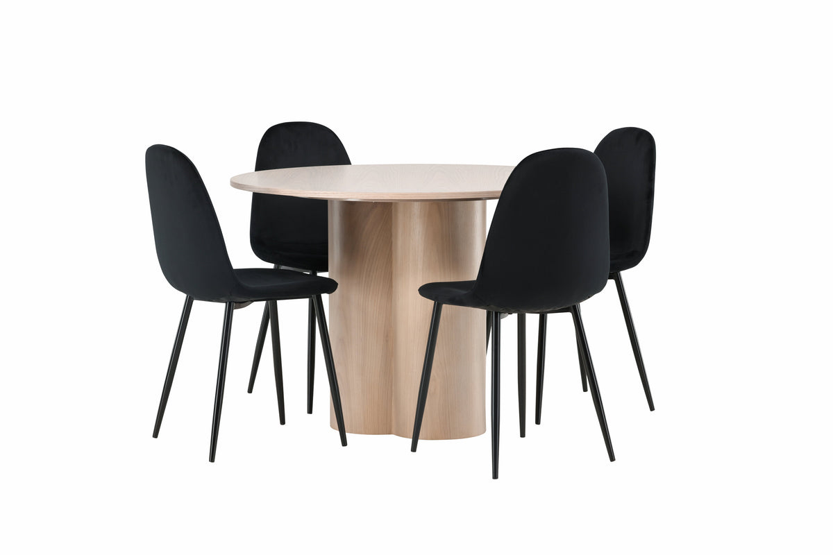 Olivia Matbord med Polar Stolarna – Bord: ⌀110 Stol: 53,3x88x42,5