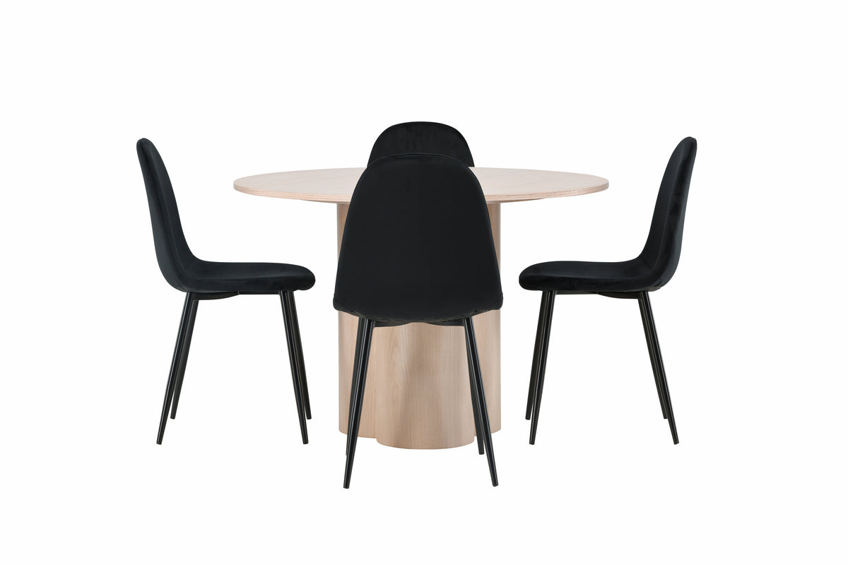 Olivia Matbord med Polar Stolarna – Bord: ⌀110 Stol: 53,3x88x42,5