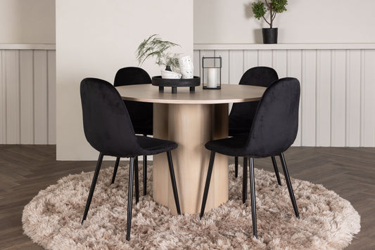 Olivia Matbord med Polar Stolarna – Bord: ⌀110 Stol: 53,3x88x42,5