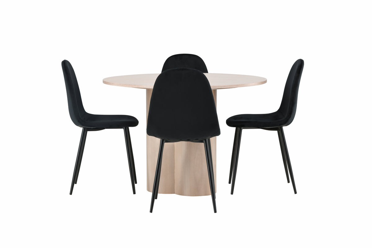 Olivia Matbord med Polar Stolarna – Bord: ⌀110 Stol: 53,3x88x42,5