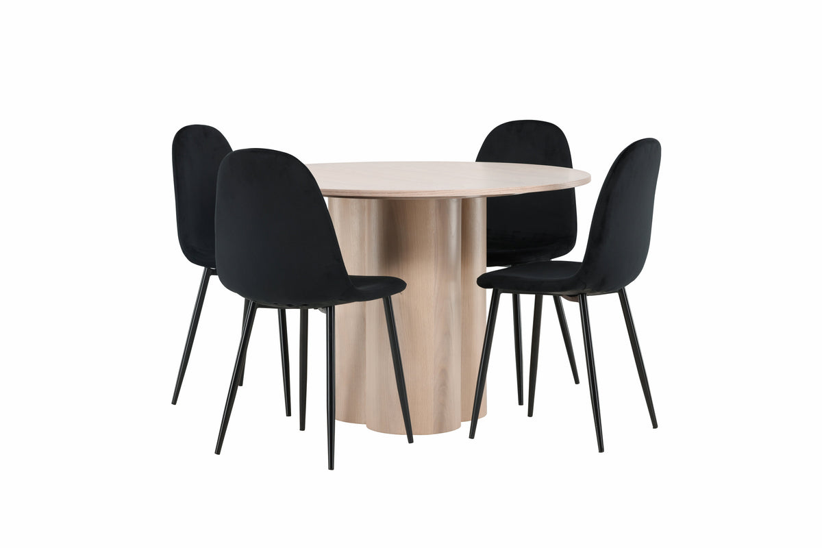 Olivia Matbord med Polar Stolarna – Bord: ⌀110 Stol: 53,3x88x42,5