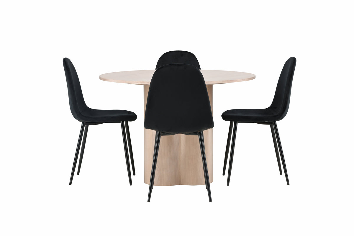 Olivia Matbord med Polar Stolarna – Bord: ⌀110 Stol: 53,3x88x42,5
