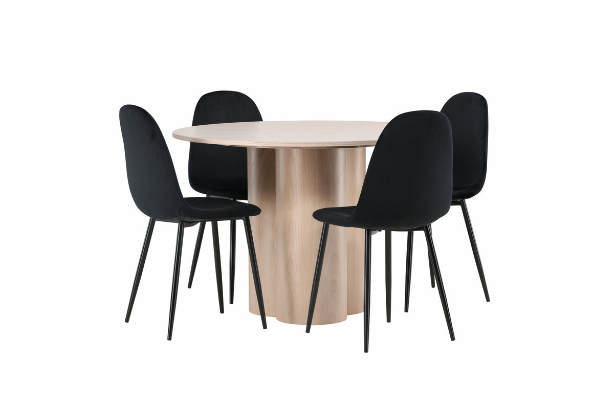 Olivia Matbord med Polar Stolarna – Bord: ⌀110 Stol: 53,3x88x42,5