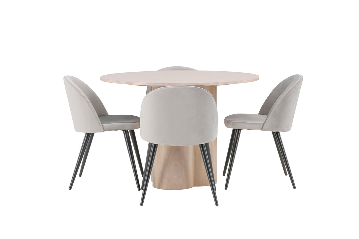 Olivia Matbord med Velvet Stolarna – Bord: ⌀110 Stol: 57x76,5x50