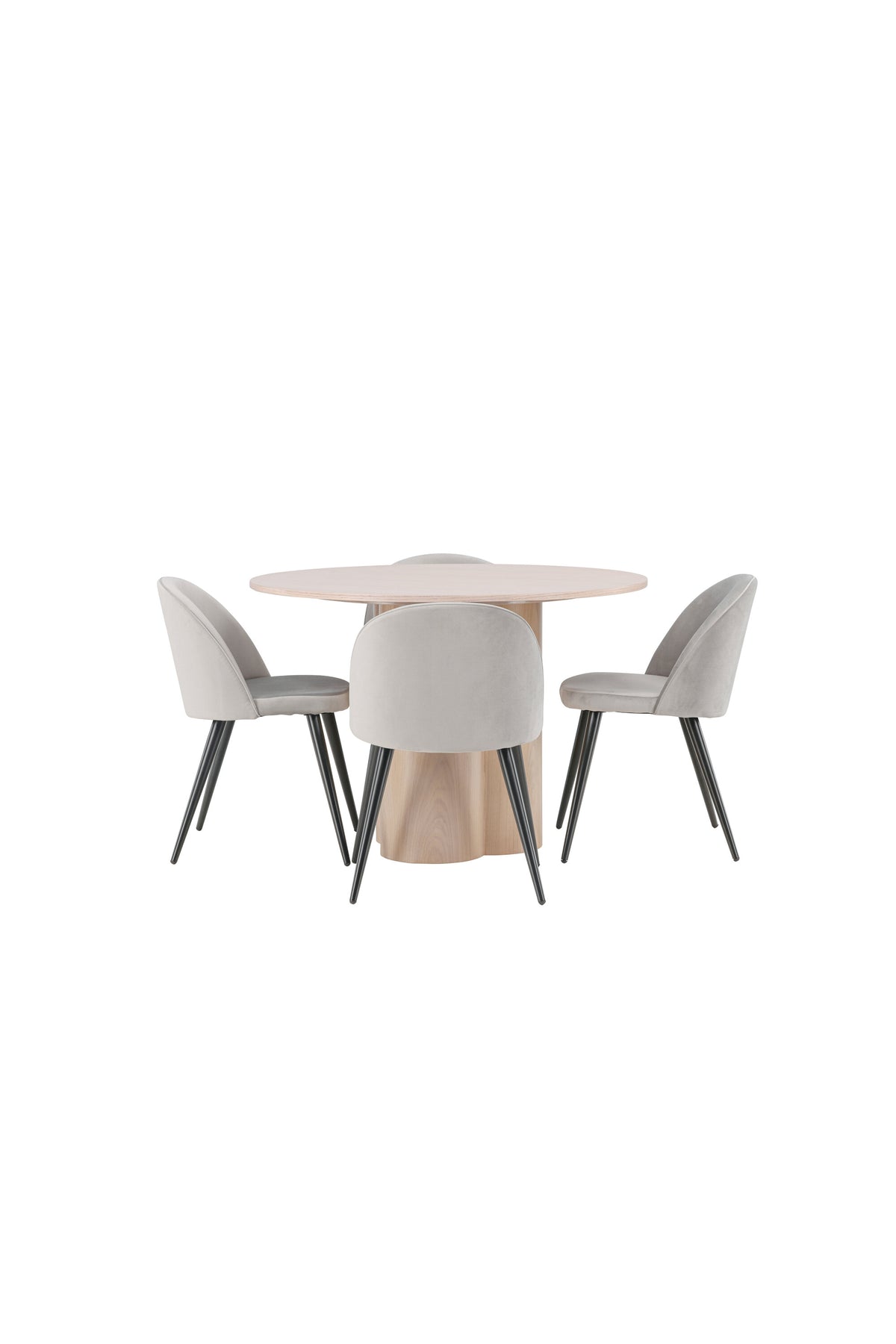 Olivia Matbord med Velvet Stolarna – Bord: ⌀110 Stol: 57x76,5x50
