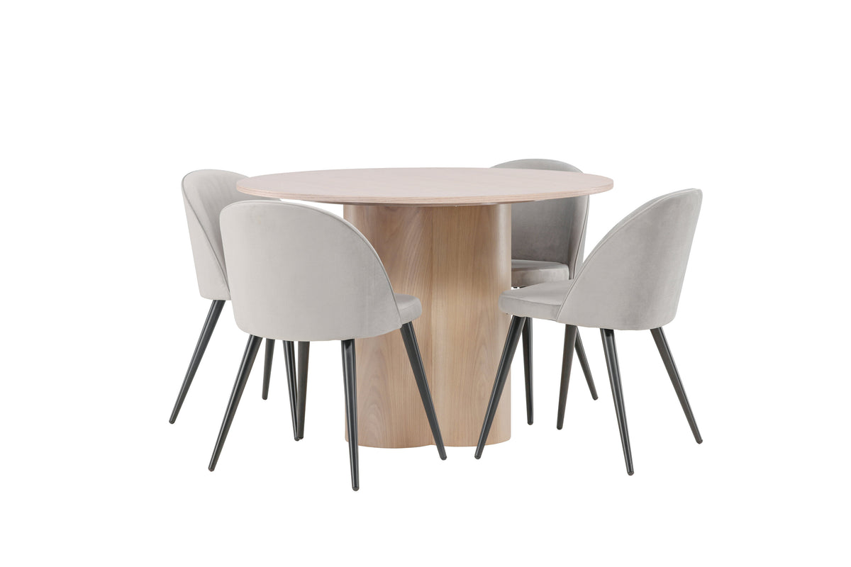 Olivia Matbord med Velvet Stolarna – Bord: ⌀110 Stol: 57x76,5x50