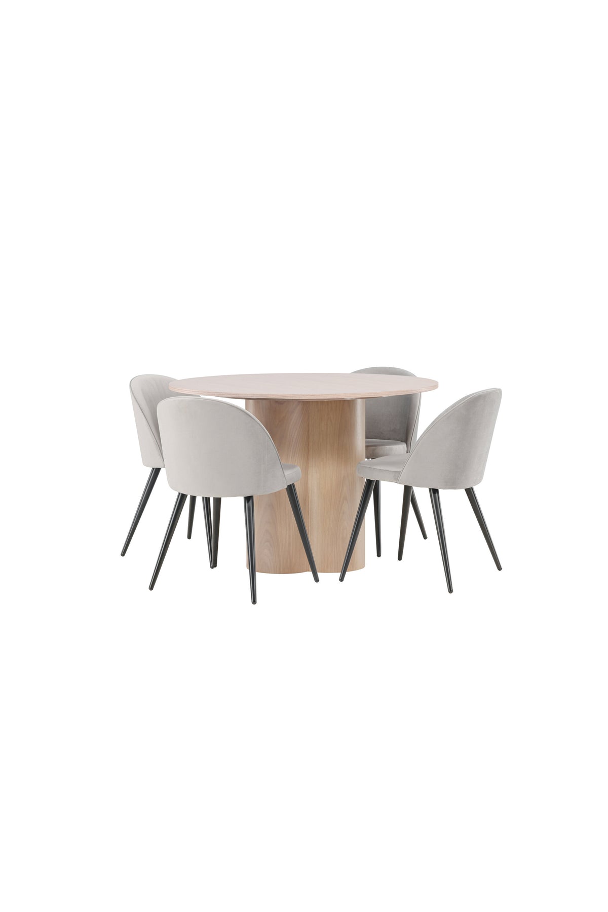 Olivia Matbord med Velvet Stolarna – Bord: ⌀110 Stol: 57x76,5x50
