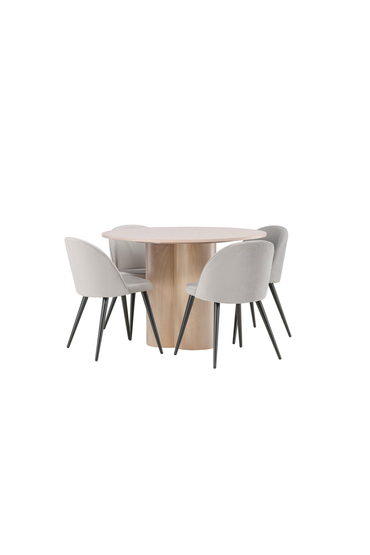 Olivia Matbord med Velvet Stolarna – Bord: ⌀110 Stol: 57x76,5x50
