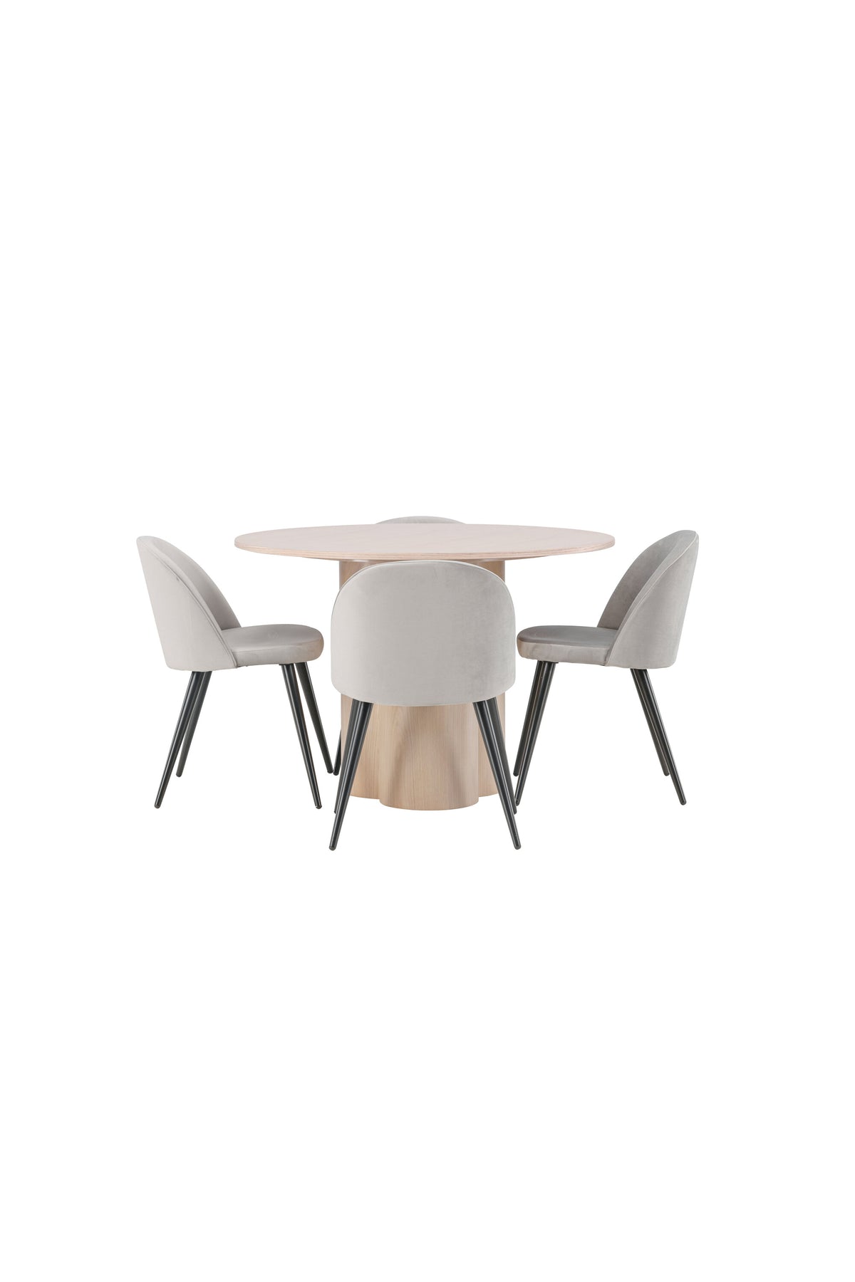 Olivia Matbord med Velvet Stolarna – Bord: ⌀110 Stol: 57x76,5x50