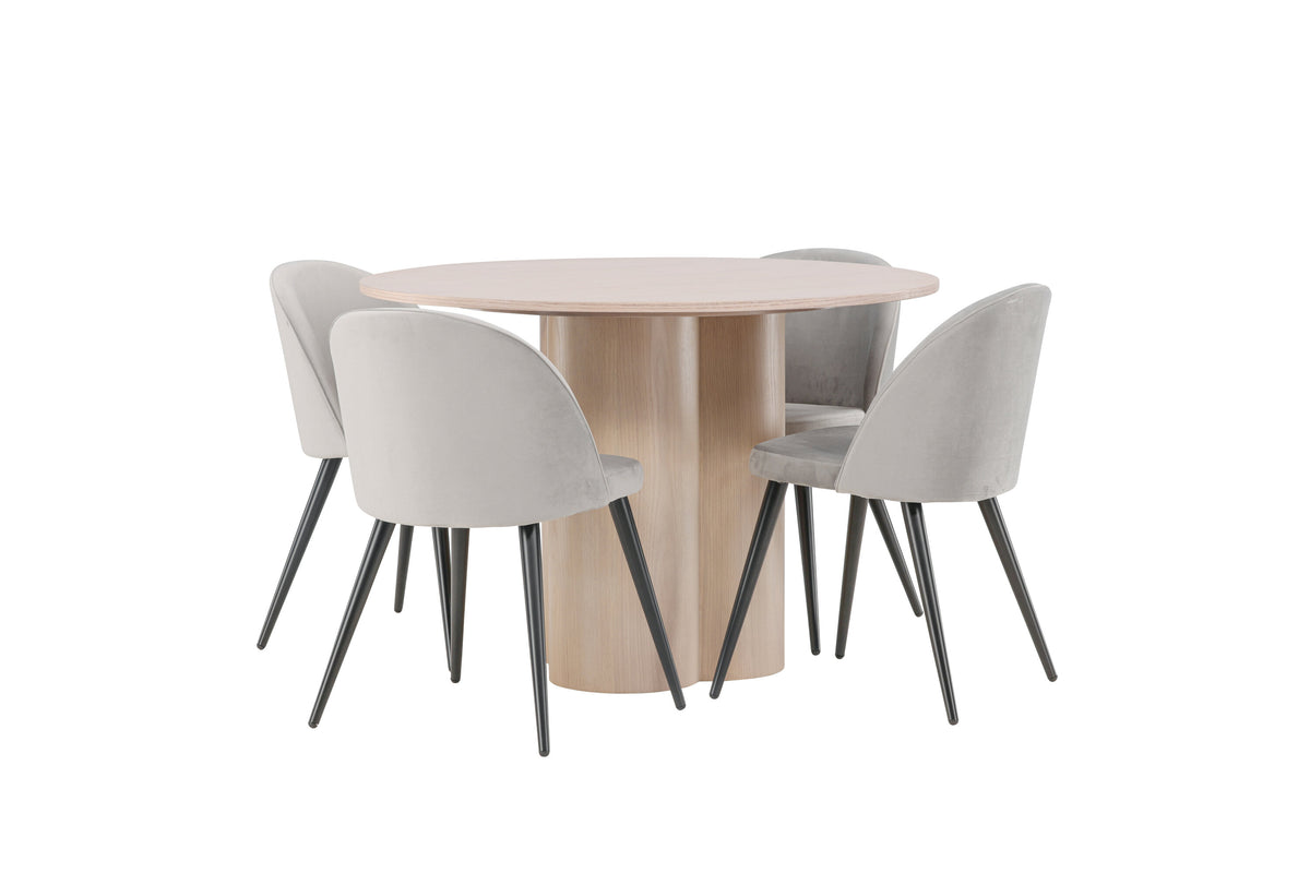 Olivia Matbord med Velvet Stolarna – Bord: ⌀110 Stol: 57x76,5x50