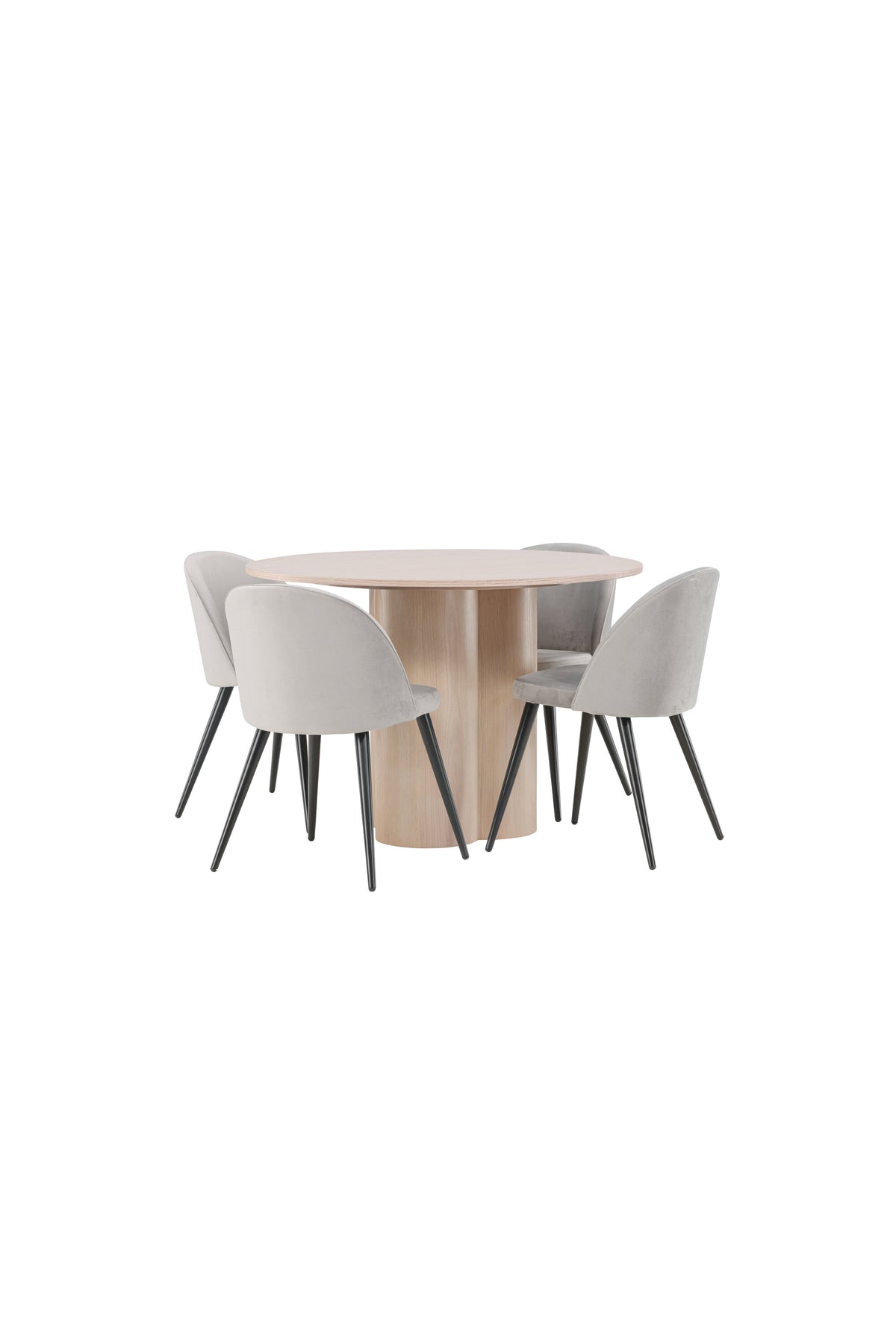 Olivia Matbord med Velvet Stolarna – Bord: ⌀110 Stol: 57x76,5x50