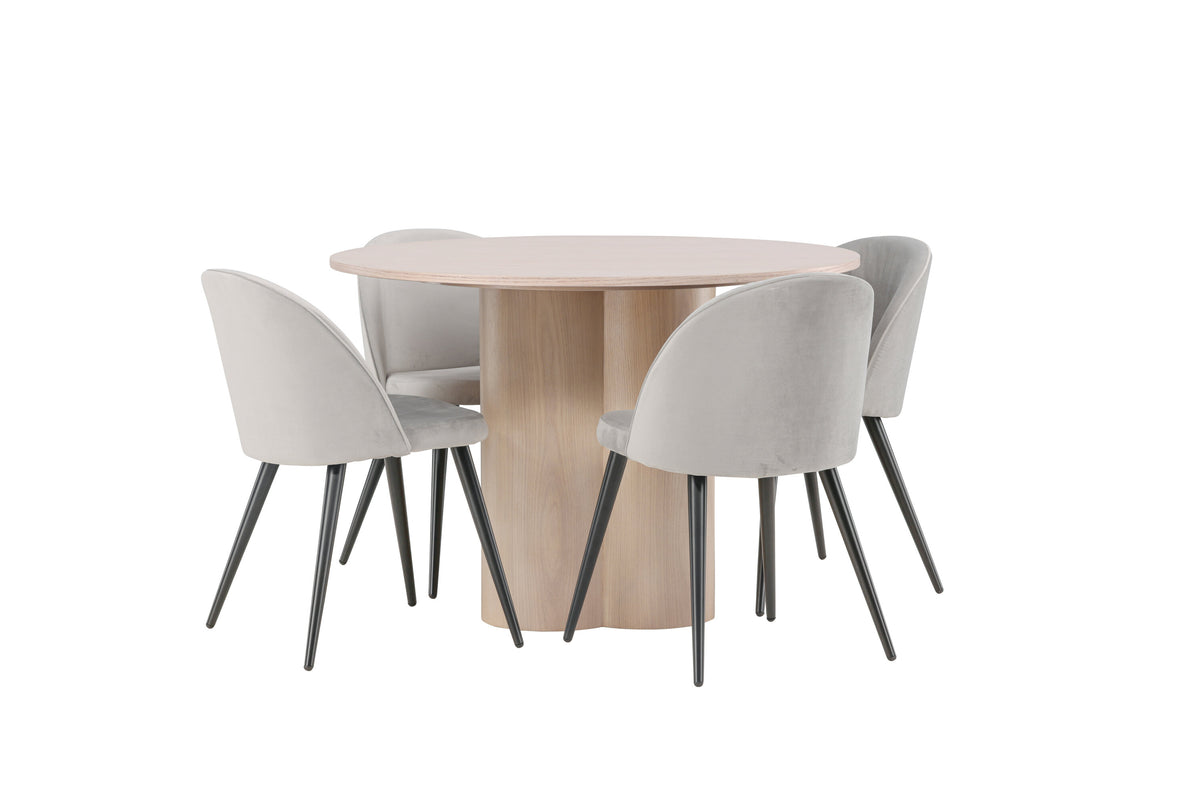 Olivia Matbord med Velvet Stolarna – Bord: ⌀110 Stol: 57x76,5x50