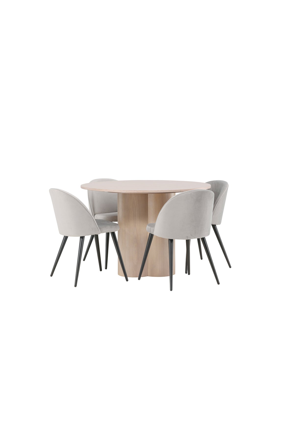 Olivia Matbord med Velvet Stolarna – Bord: ⌀110 Stol: 57x76,5x50