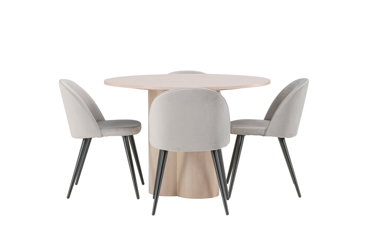 Olivia Matbord med Velvet Stolarna – Bord: ⌀110 Stol: 57x76,5x50