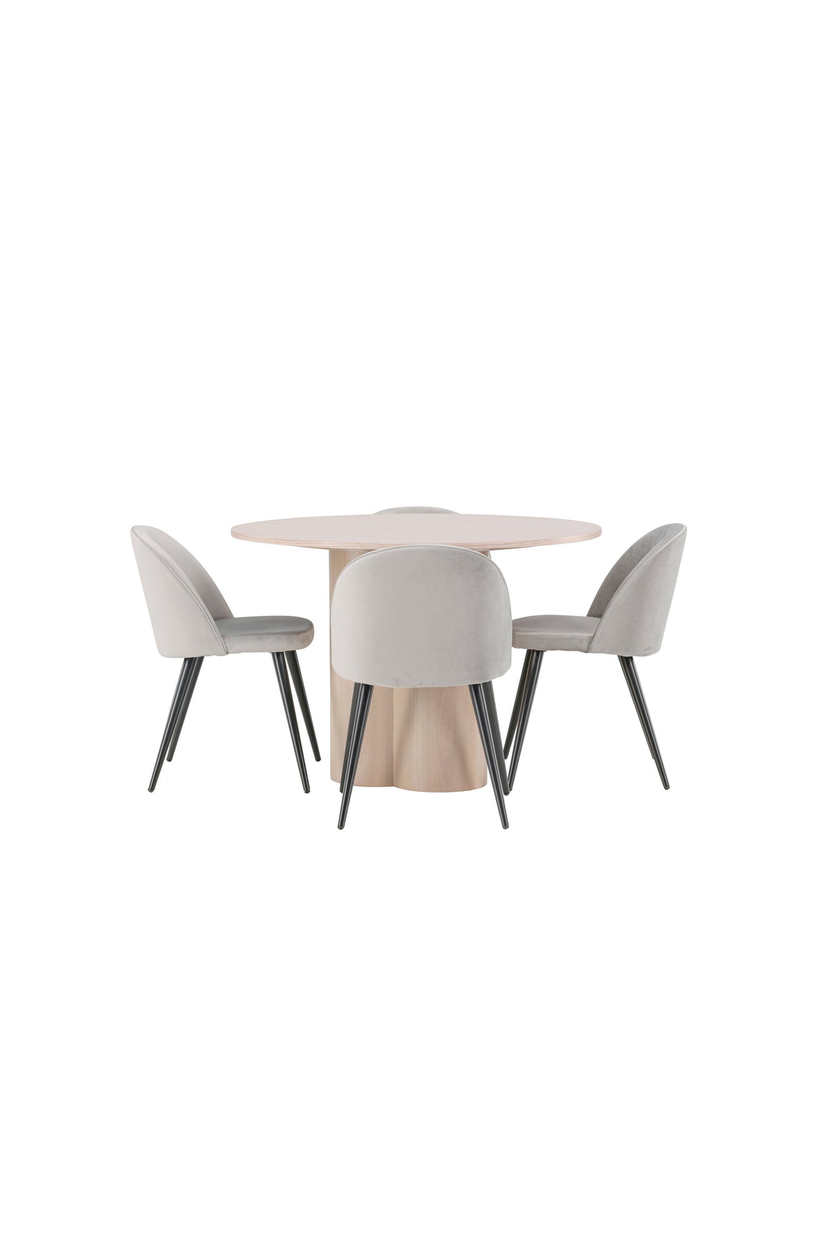 Olivia Matbord med Velvet Stolarna – Bord: ⌀110 Stol: 57x76,5x50