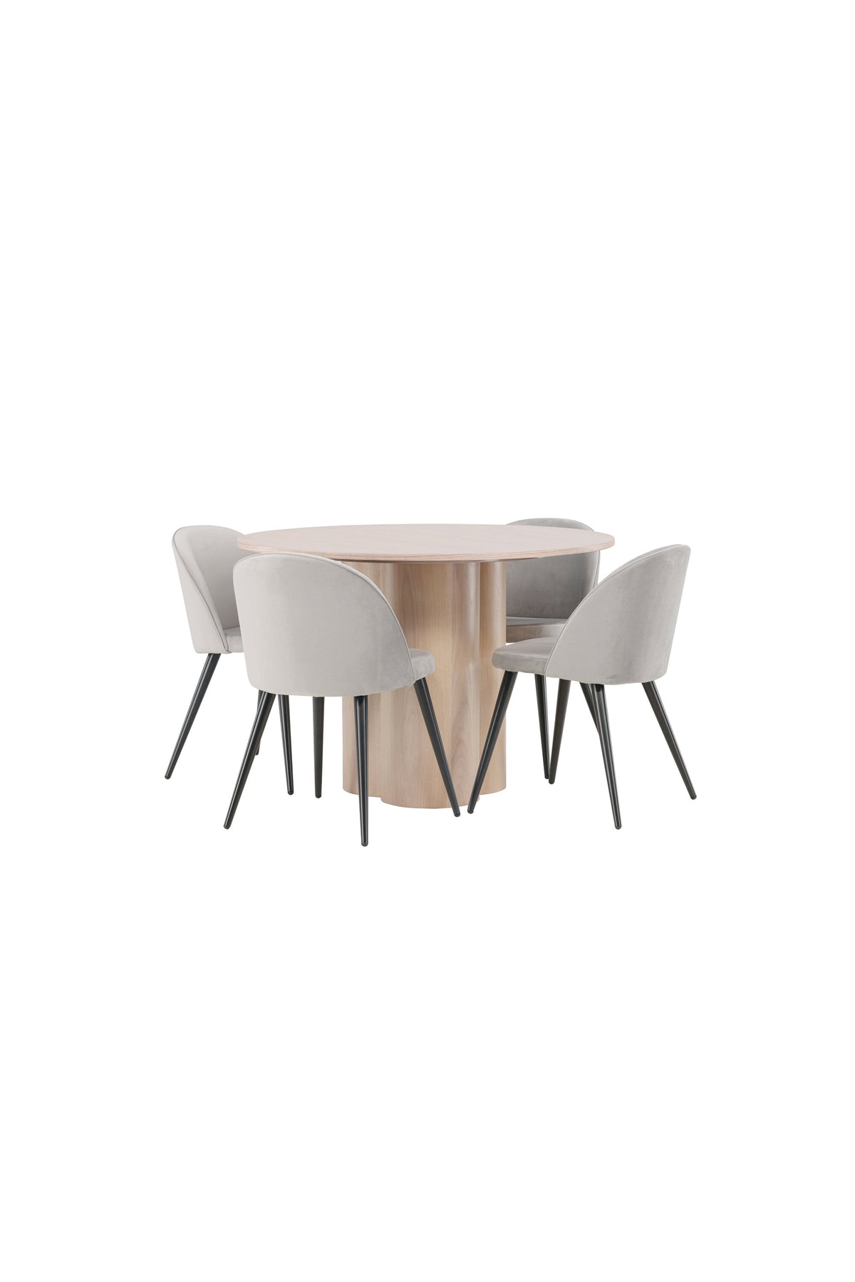 Olivia Matbord med Velvet Stolarna – Bord: ⌀110 Stol: 57x76,5x50