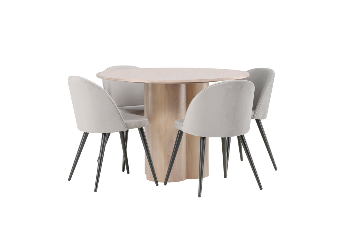 Olivia Matbord med Velvet Stolarna – Bord: ⌀110 Stol: 57x76,5x50