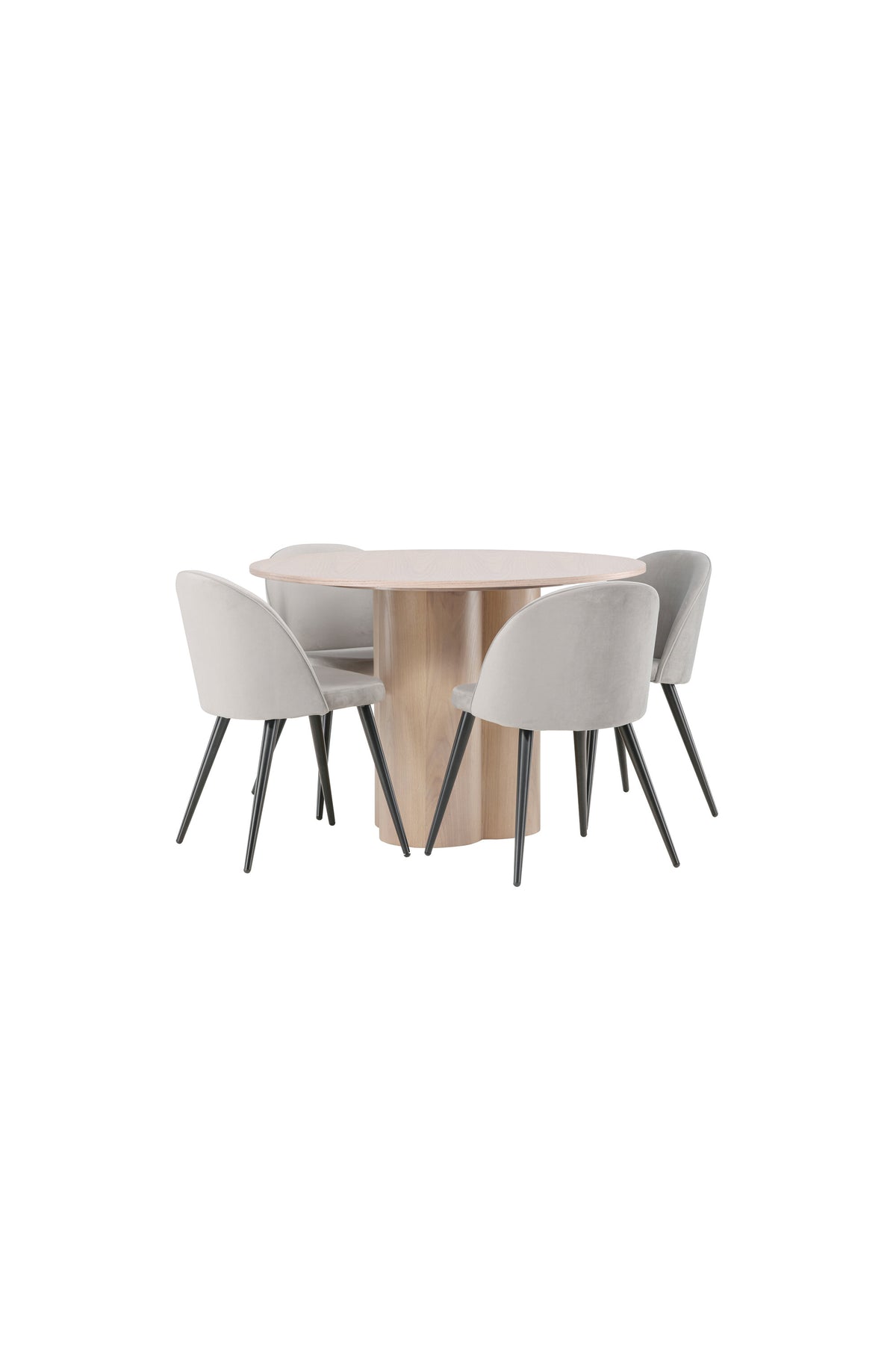 Olivia Matbord med Velvet Stolarna – Bord: ⌀110 Stol: 57x76,5x50