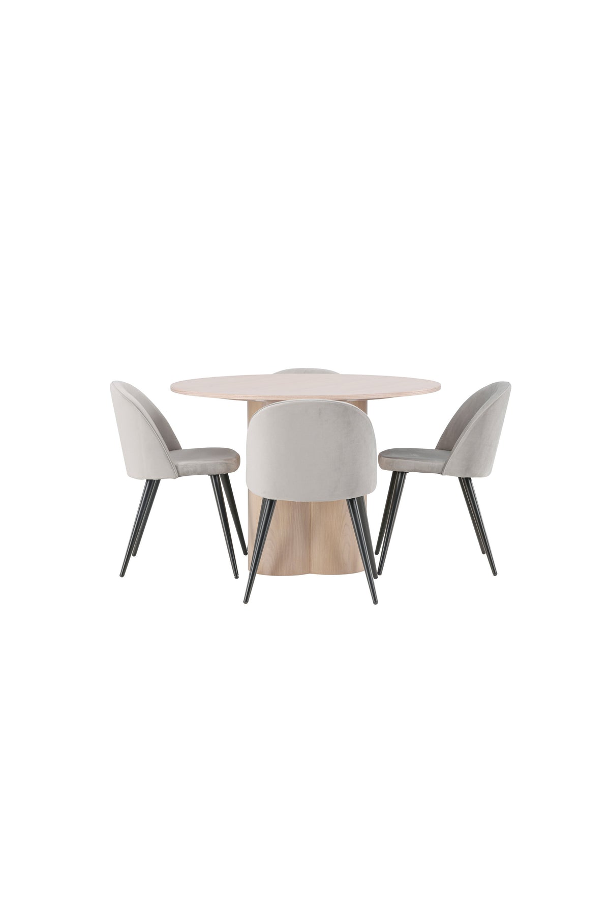 Olivia Matbord med Velvet Stolarna – Bord: ⌀110 Stol: 57x76,5x50