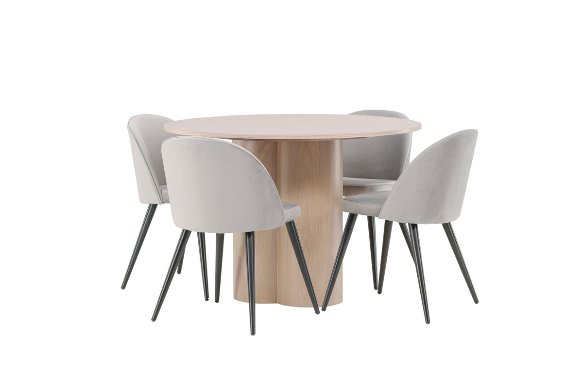 Olivia Matbord med Velvet Stolarna – Bord: ⌀110 Stol: 57x76,5x50