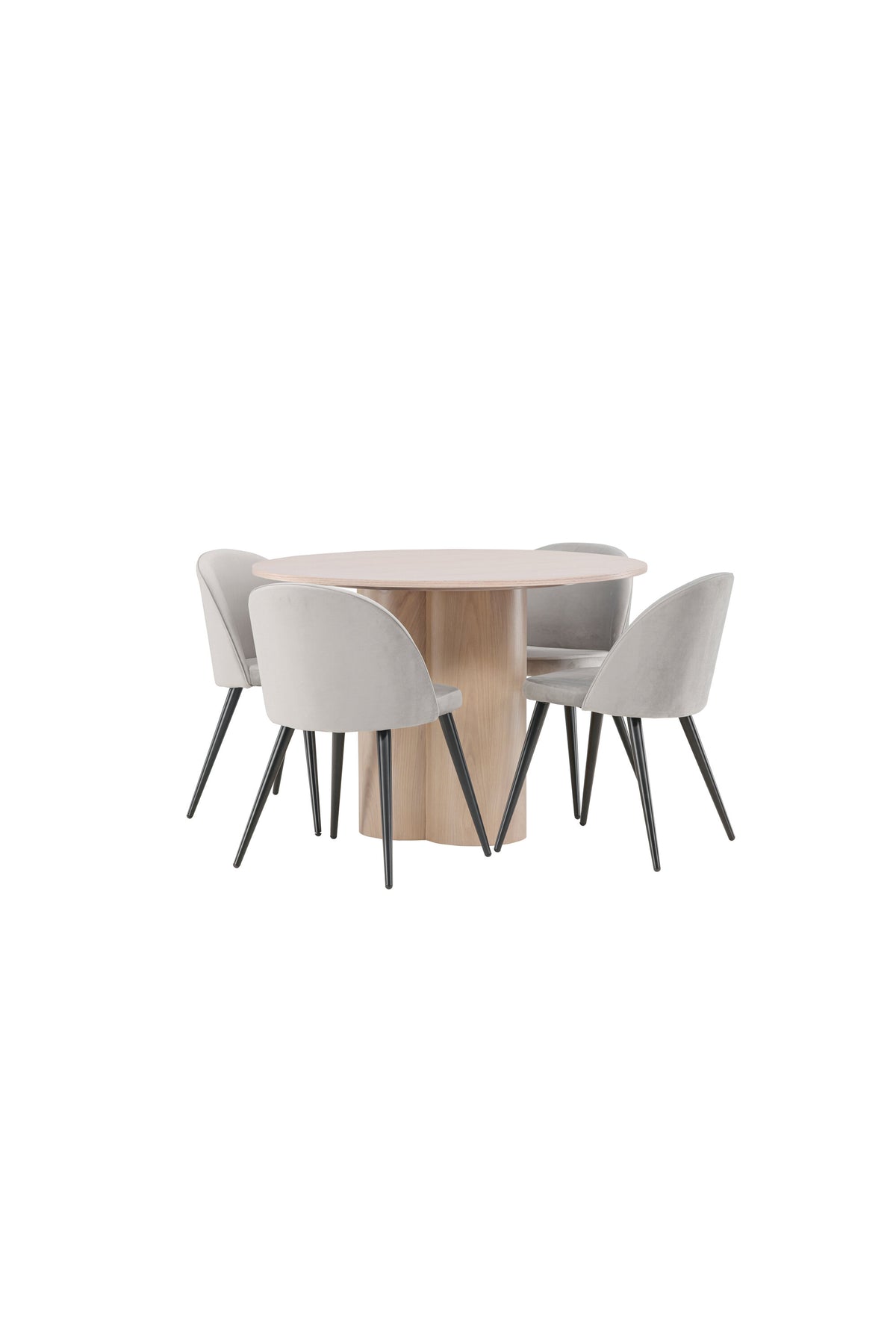 Olivia Matbord med Velvet Stolarna – Bord: ⌀110 Stol: 57x76,5x50