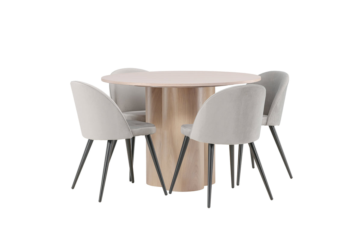 Olivia Matbord med Velvet Stolarna – Bord: ⌀110 Stol: 57x76,5x50
