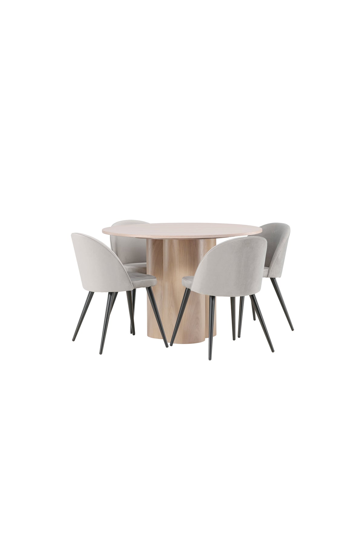 Olivia Matbord med Velvet Stolarna – Bord: ⌀110 Stol: 57x76,5x50