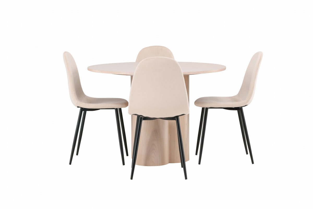 Olivia Matbord med Polar Stolarna – Bord: ⌀110 Stol: 53,3x88x42,5