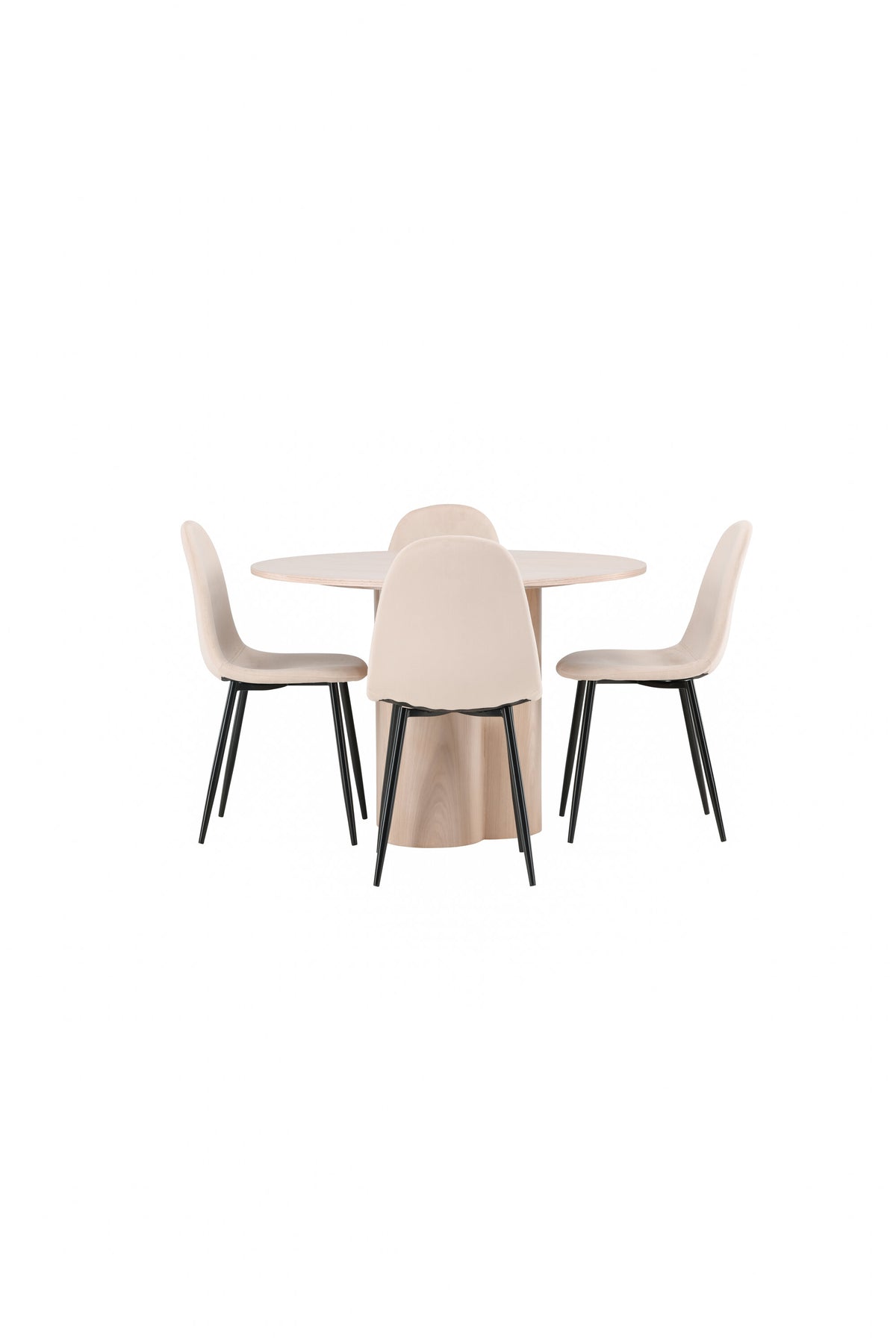 Olivia Matbord med Polar Stolarna – Bord: ⌀110 Stol: 53,3x88x42,5