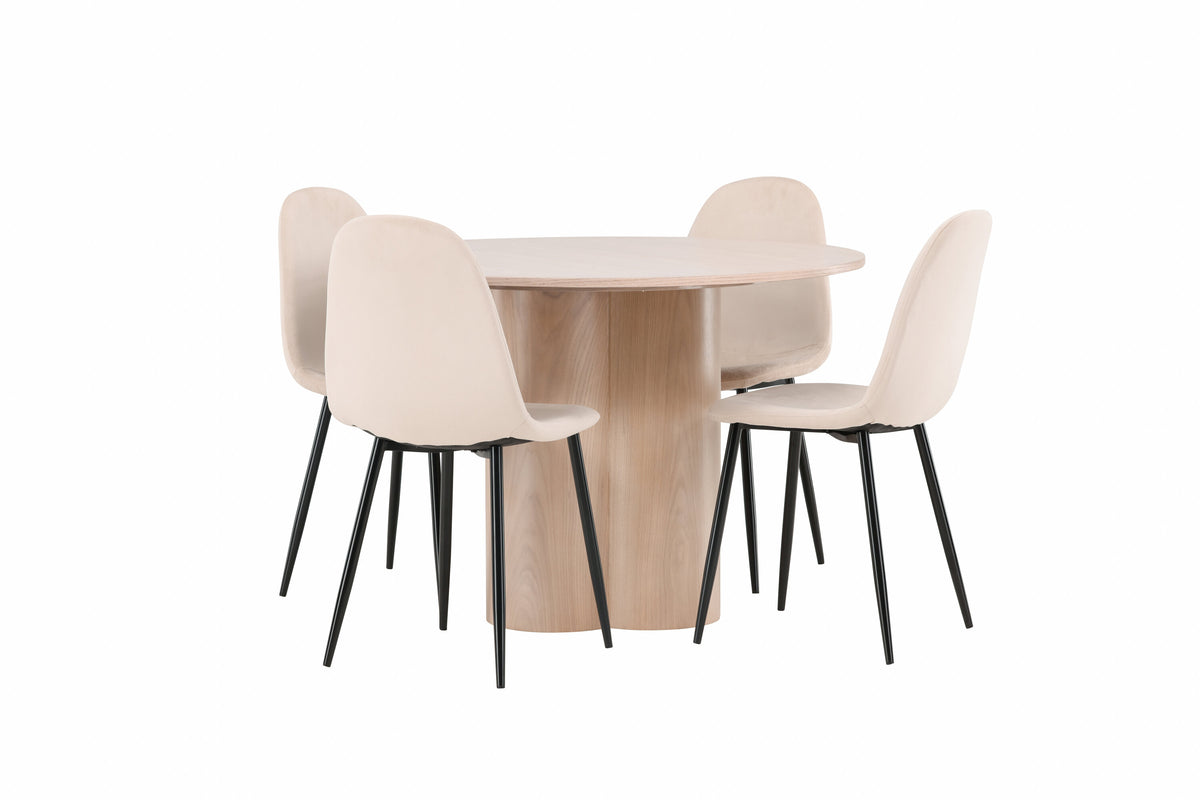 Olivia Matbord med Polar Stolarna – Bord: ⌀110 Stol: 53,3x88x42,5