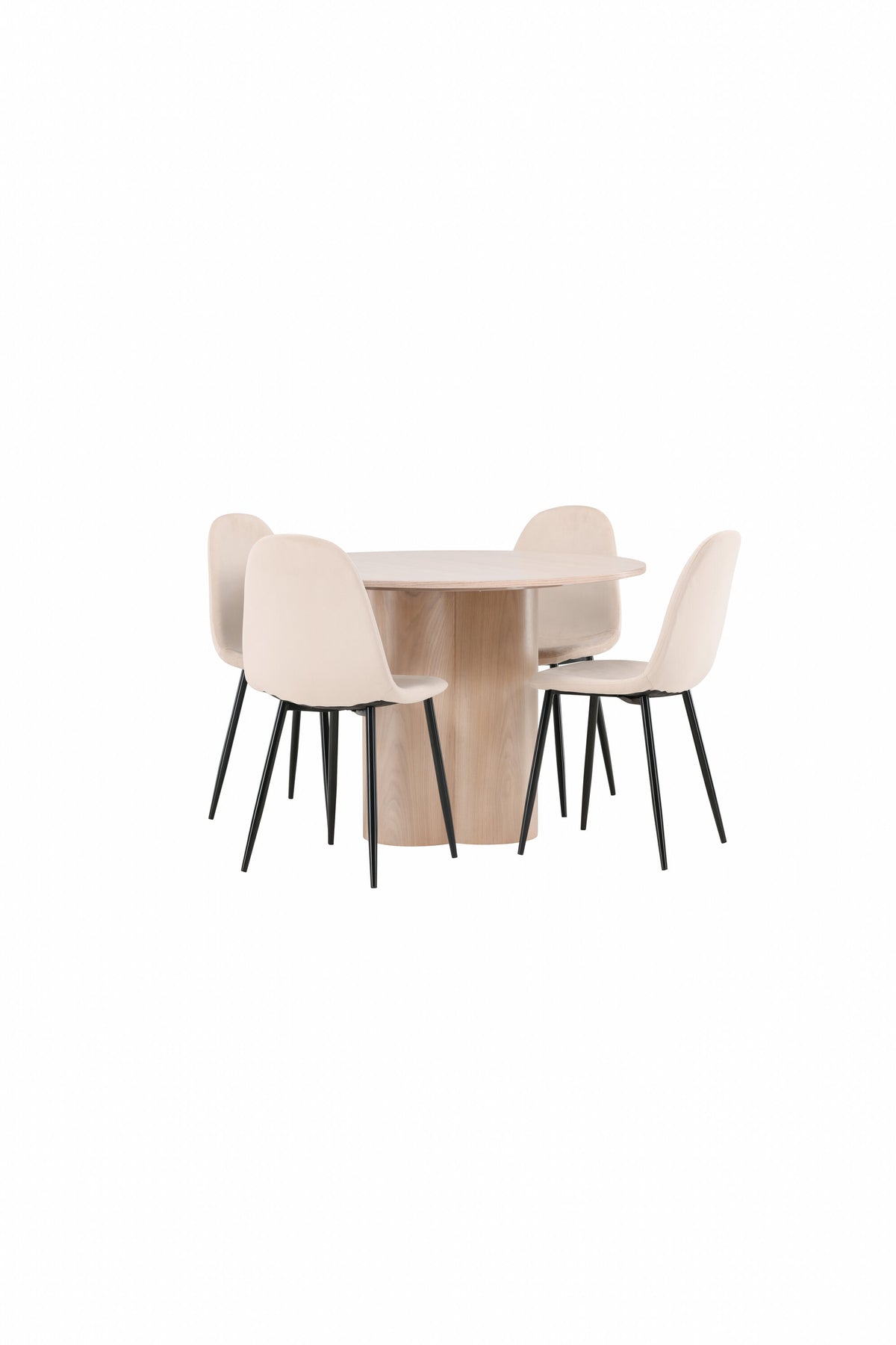 Olivia Matbord med Polar Stolarna – Bord: ⌀110 Stol: 53,3x88x42,5