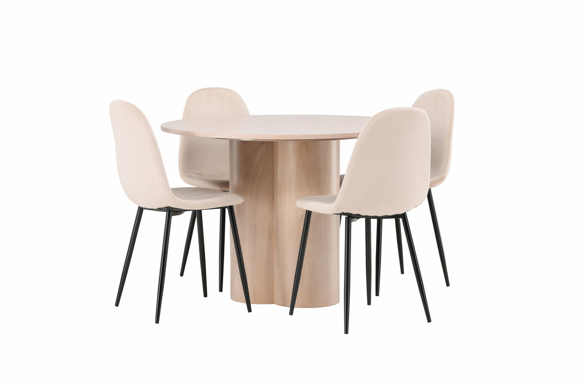 Olivia Matbord med Polar Stolarna – Bord: ⌀110 Stol: 53,3x88x42,5
