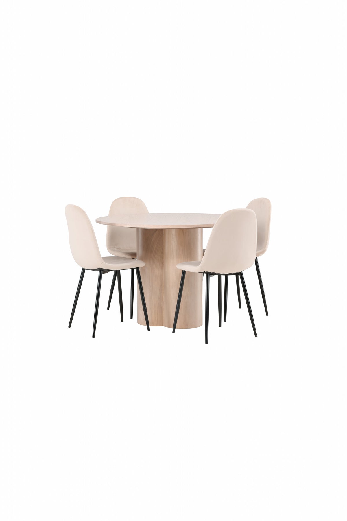 Olivia Matbord med Polar Stolarna – Bord: ⌀110 Stol: 53,3x88x42,5