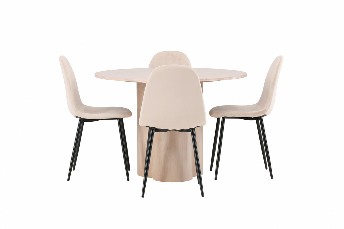 Olivia Matbord med Polar Stolarna – Bord: ⌀110 Stol: 53,3x88x42,5