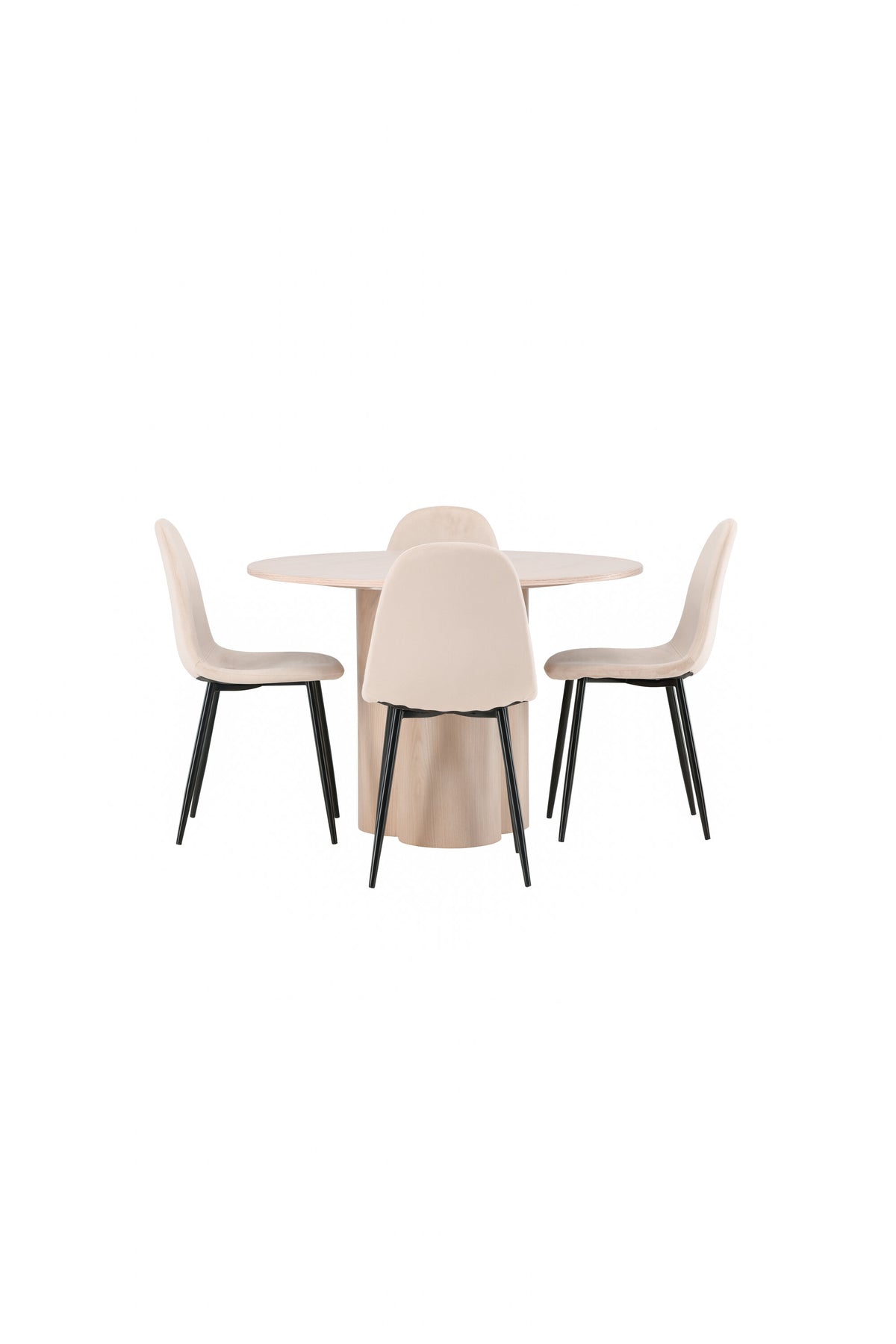 Olivia Matbord med Polar Stolarna – Bord: ⌀110 Stol: 53,3x88x42,5