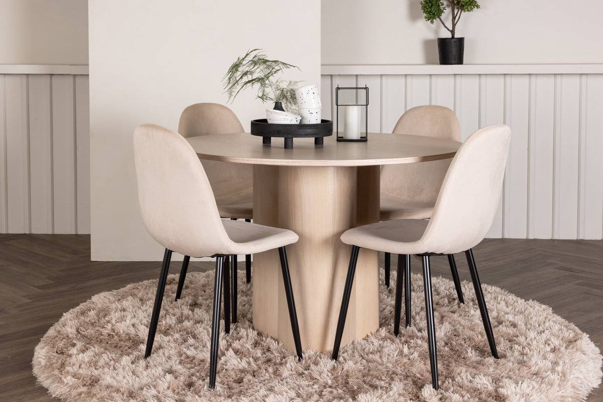 Olivia Matbord med Polar Stolarna – Bord: ⌀110 Stol: 53,3x88x42,5