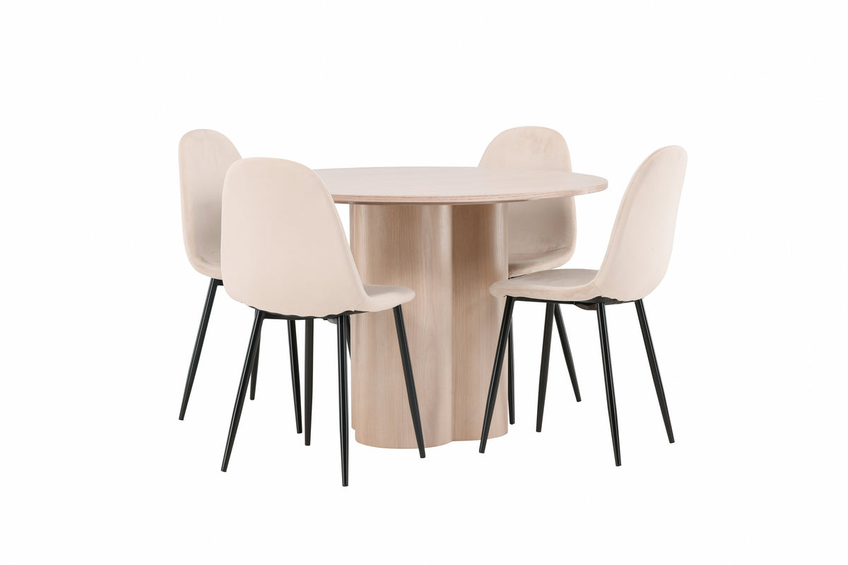 Olivia Matbord med Polar Stolarna – Bord: ⌀110 Stol: 53,3x88x42,5