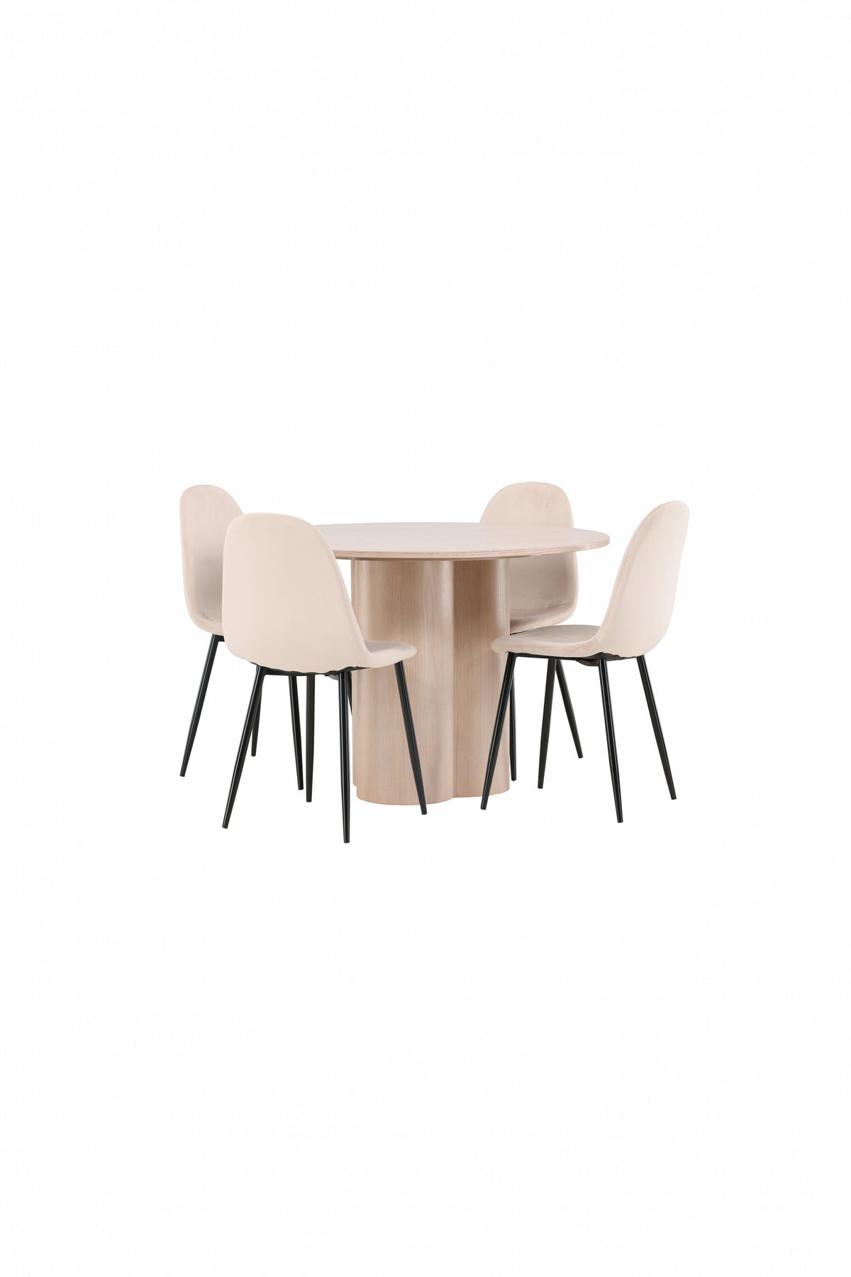 Olivia Matbord med Polar Stolarna – Bord: ⌀110 Stol: 53,3x88x42,5