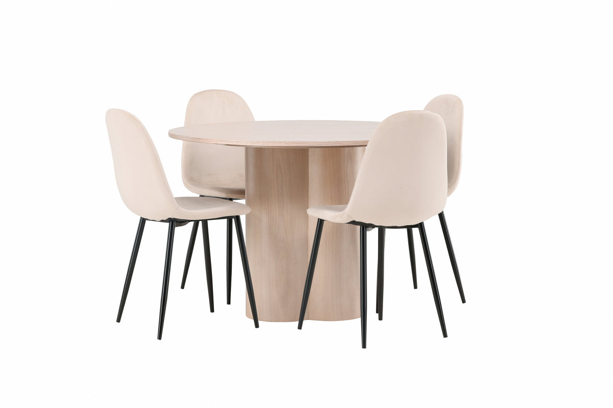 Olivia Matbord med Polar Stolarna – Bord: ⌀110 Stol: 53,3x88x42,5