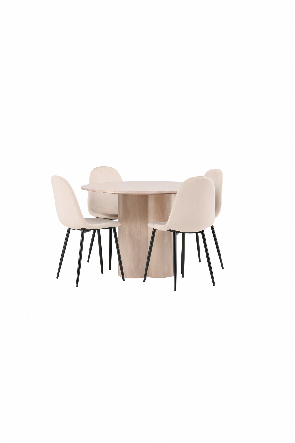 Olivia Matbord med Polar Stolarna – Bord: ⌀110 Stol: 53,3x88x42,5
