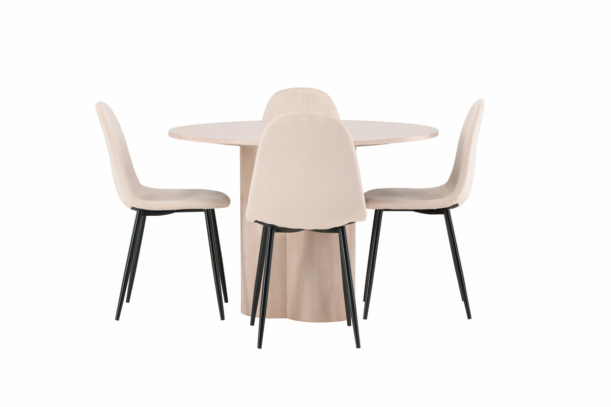 Olivia Matbord med Polar Stolarna – Bord: ⌀110 Stol: 53,3x88x42,5